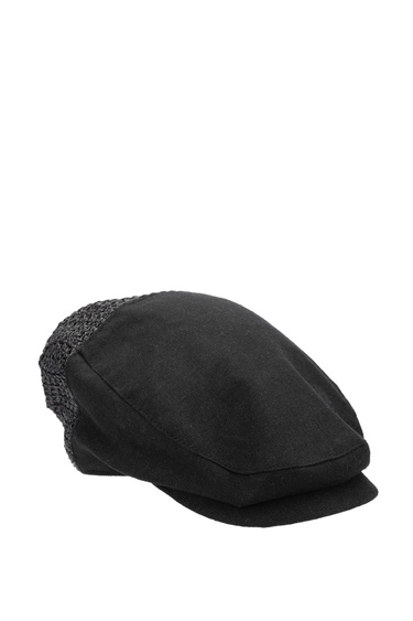  Tamer Tanca Erkek Deri/Keten/Hasır Siyah Şapka