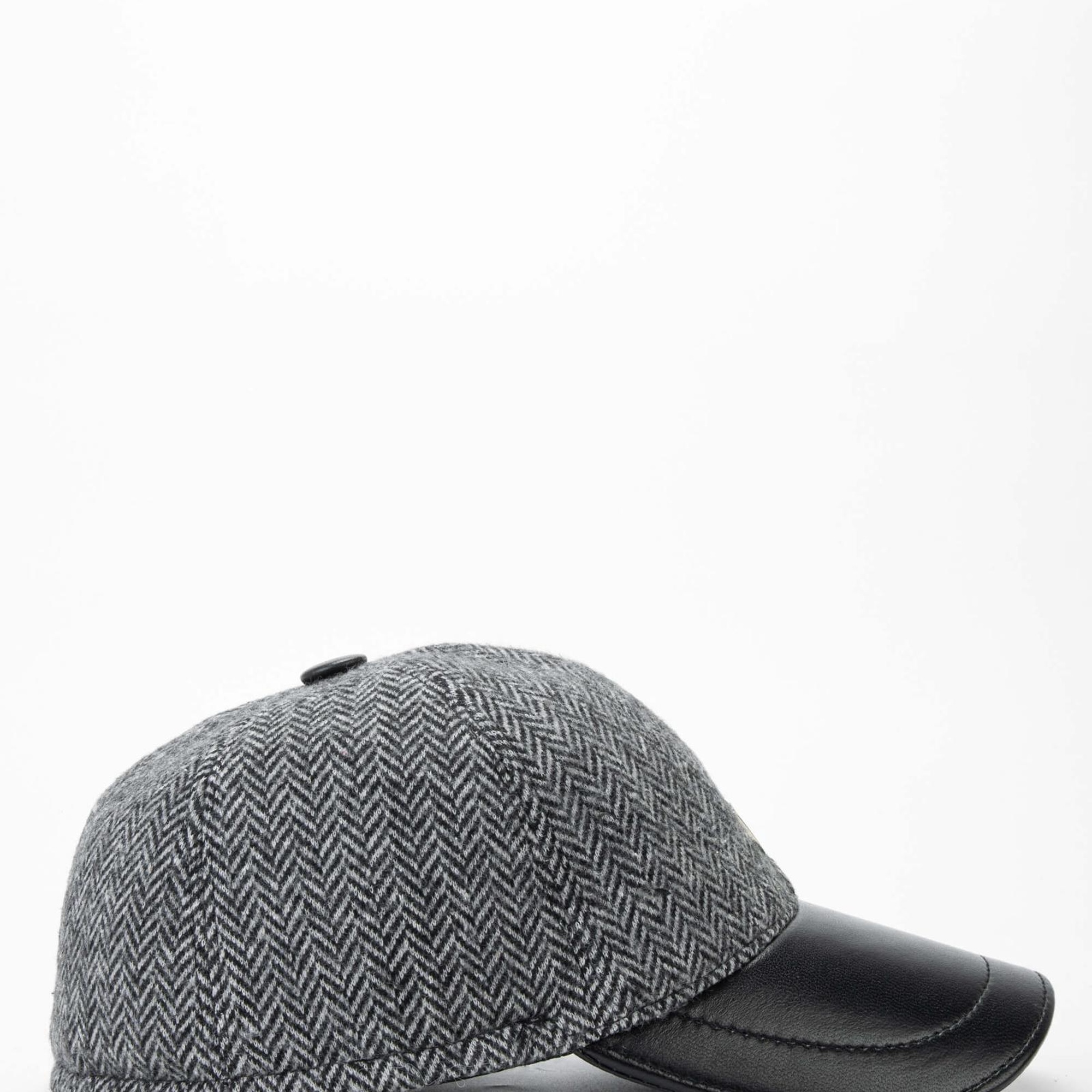 Tamer Tanca Erkek Tekstil Deri Gri Şapka
