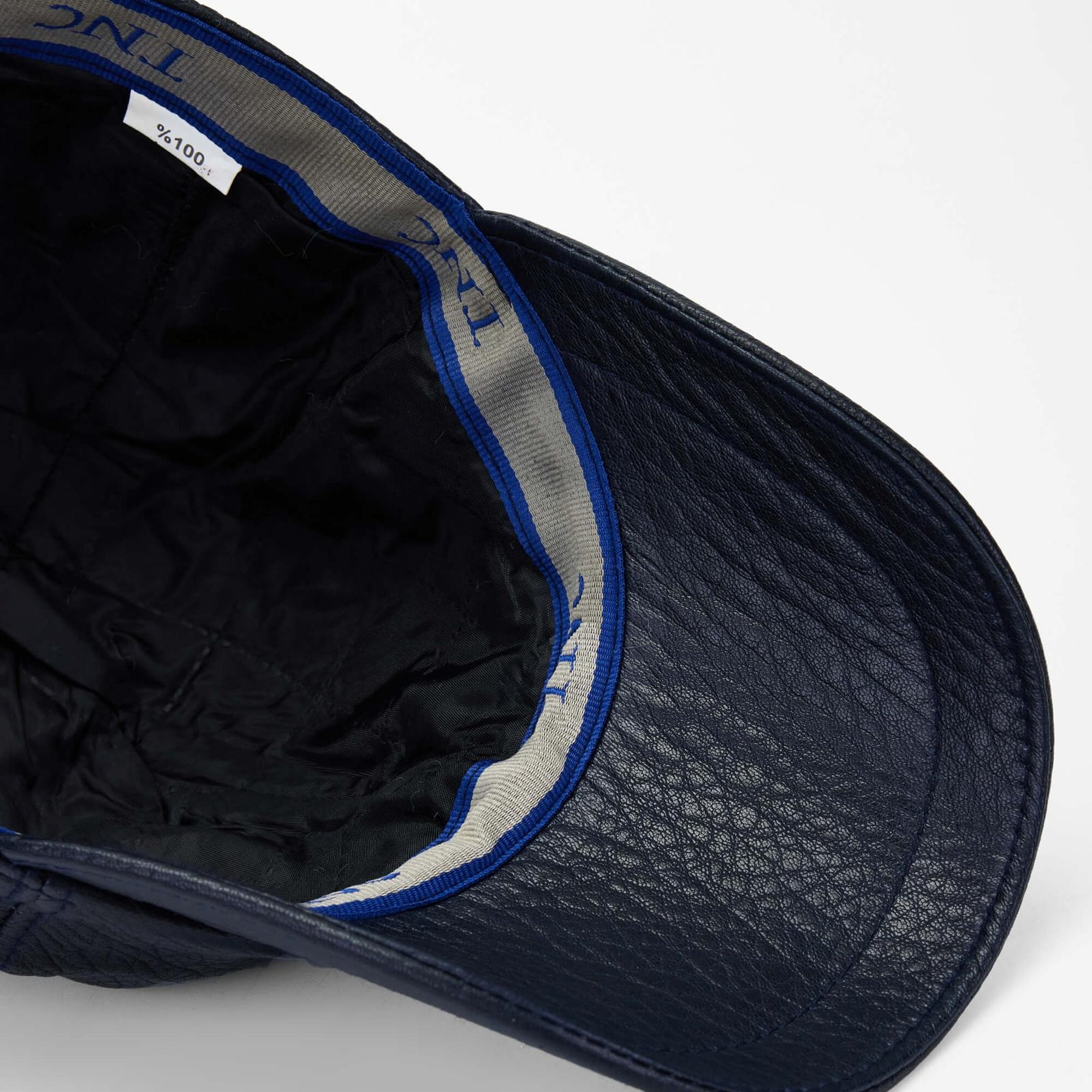 Tamer Tanca Erkek Hakiki Deri Lacivert Şapka