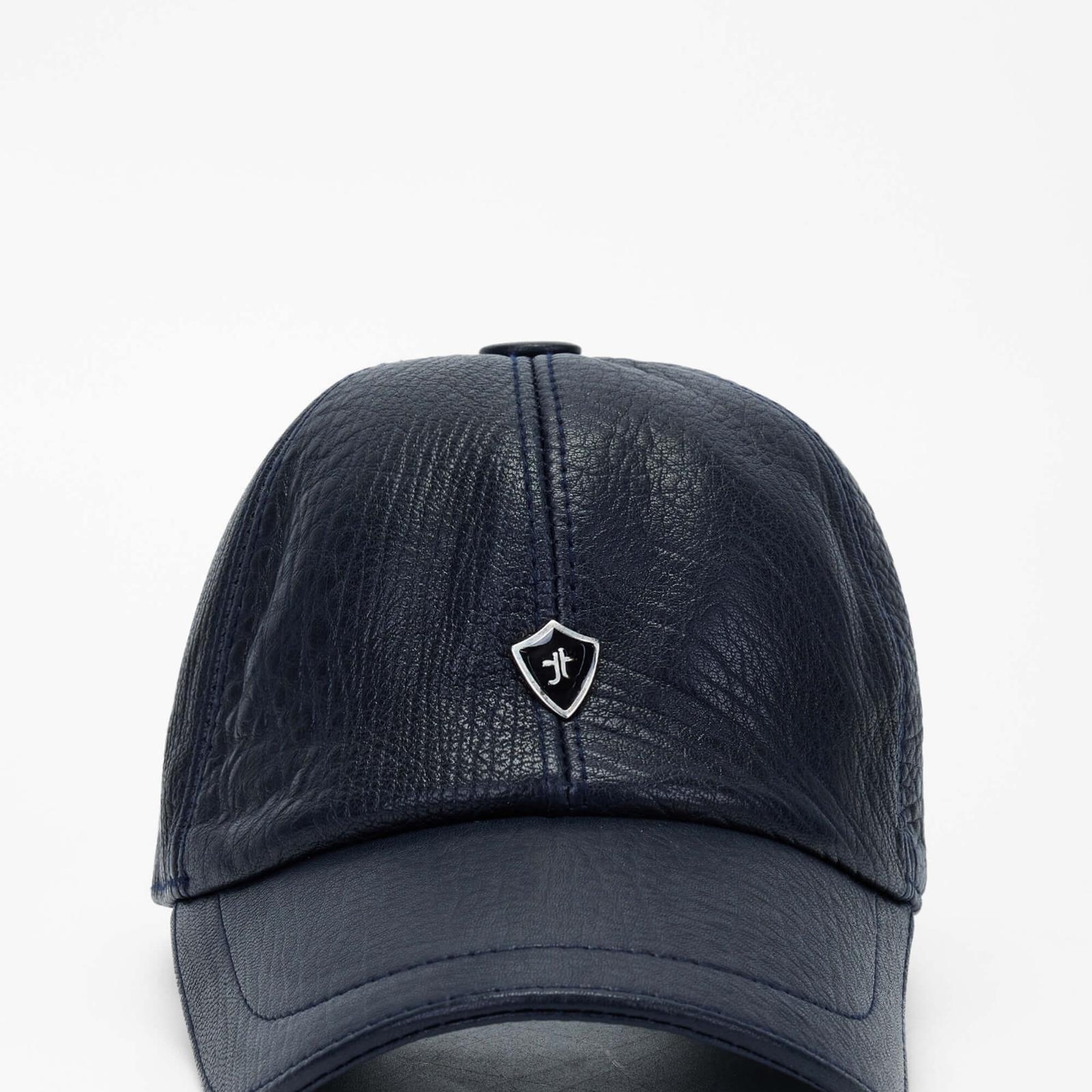 Tamer Tanca Erkek Hakiki Deri Lacivert Şapka