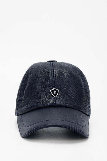  Tamer Tanca Erkek Hakiki Deri Lacivert Şapka