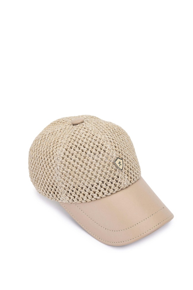  Tamer Tanca Erkek Deri Hasır Bej Hasır Şapka