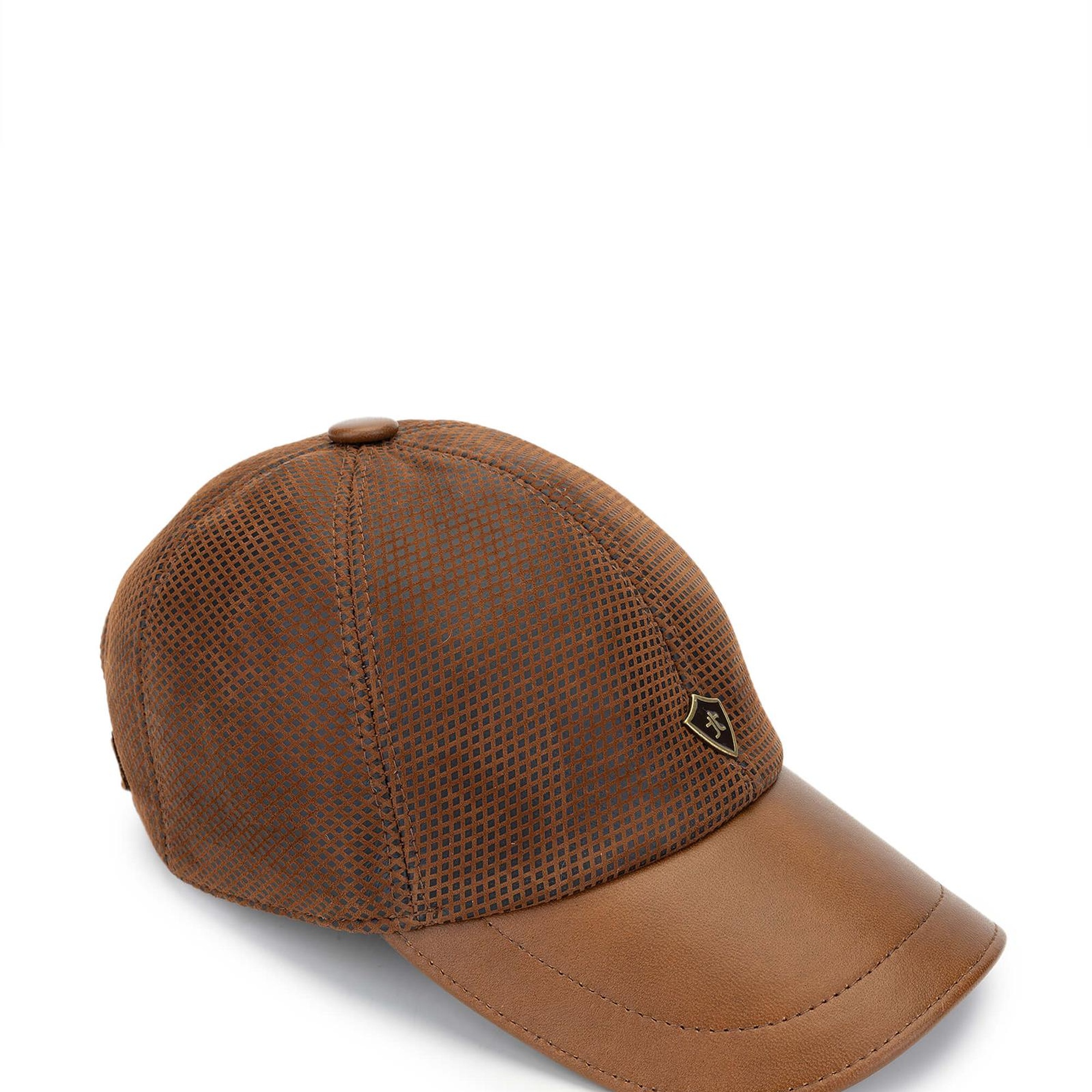 Tamer Tanca Erkek Deri & Tekstil Taba Beyzbol Şapka