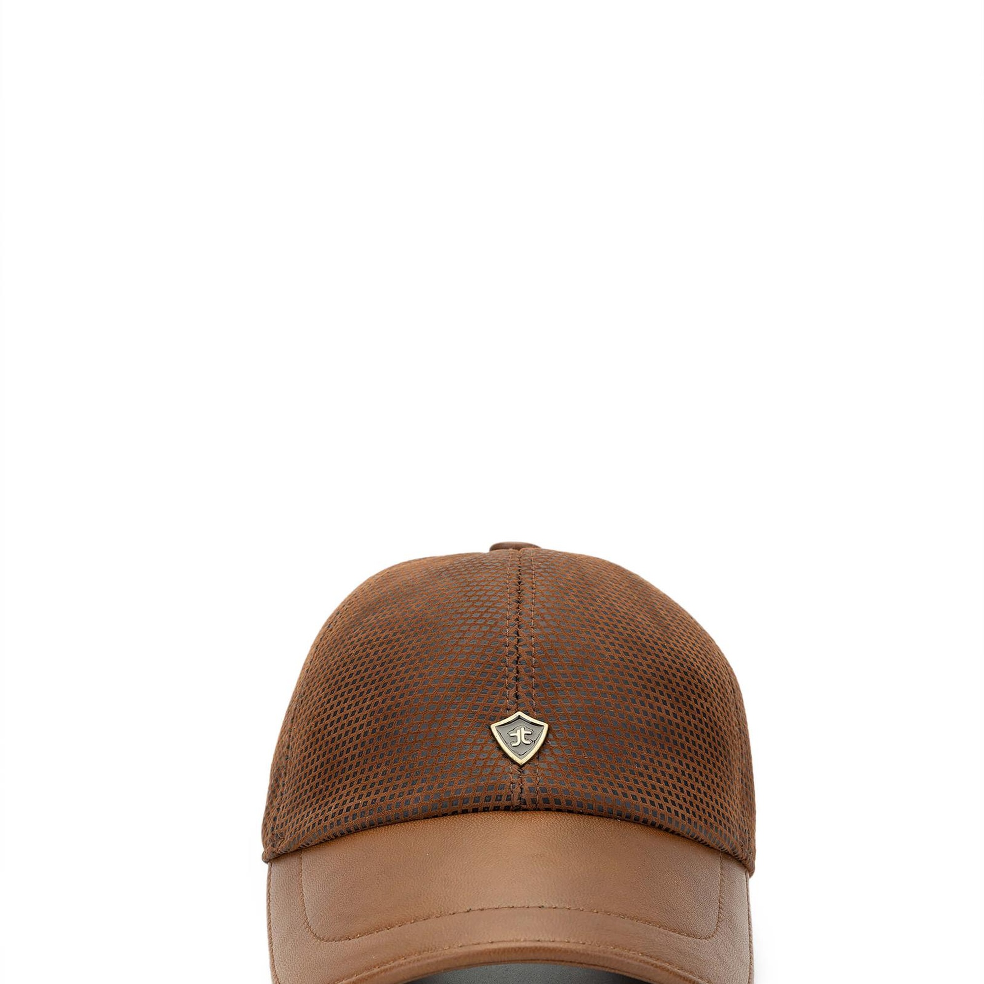 Tamer Tanca Erkek Deri & Tekstil Taba Beyzbol Şapka