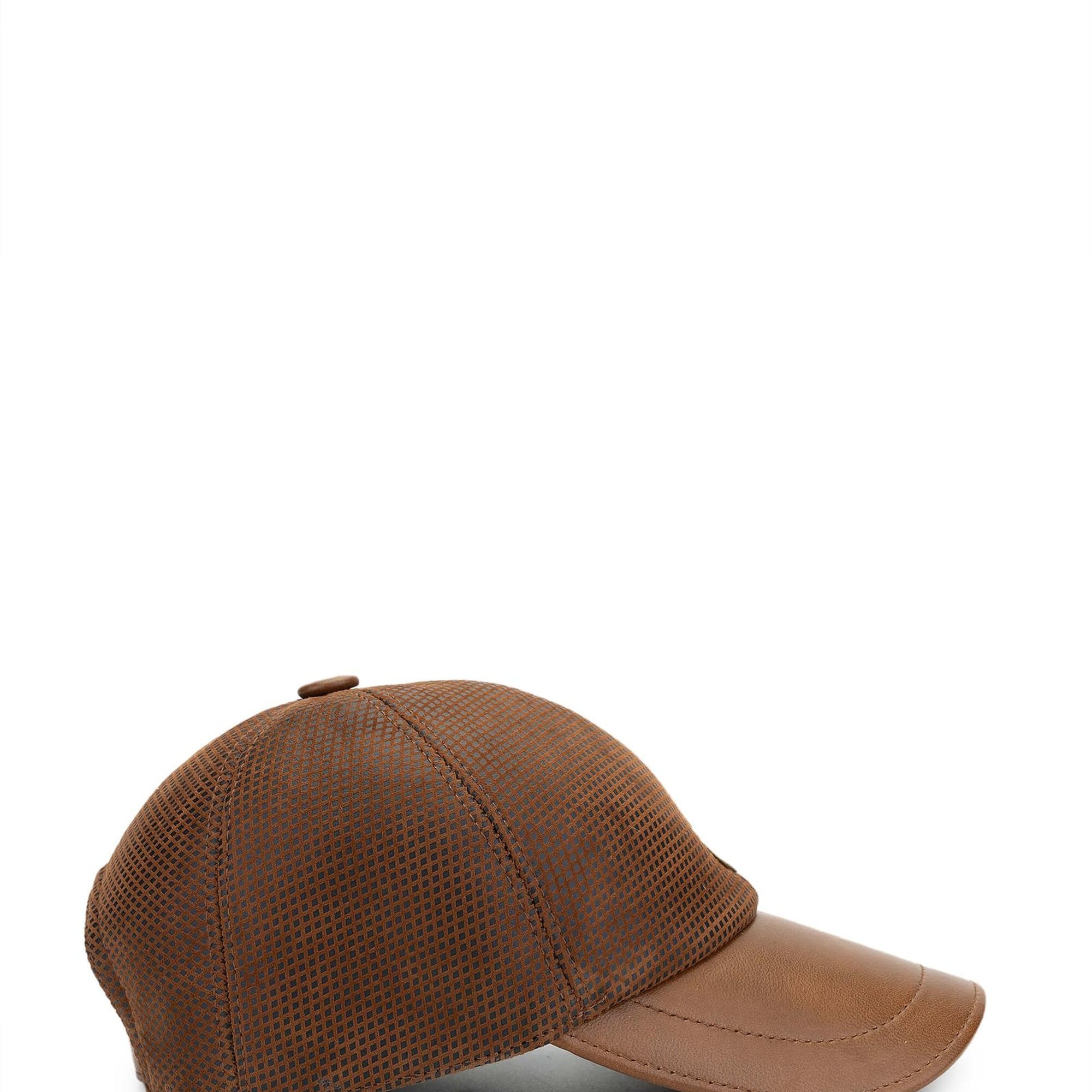 Tamer Tanca Erkek Deri & Tekstil Taba Beyzbol Şapka