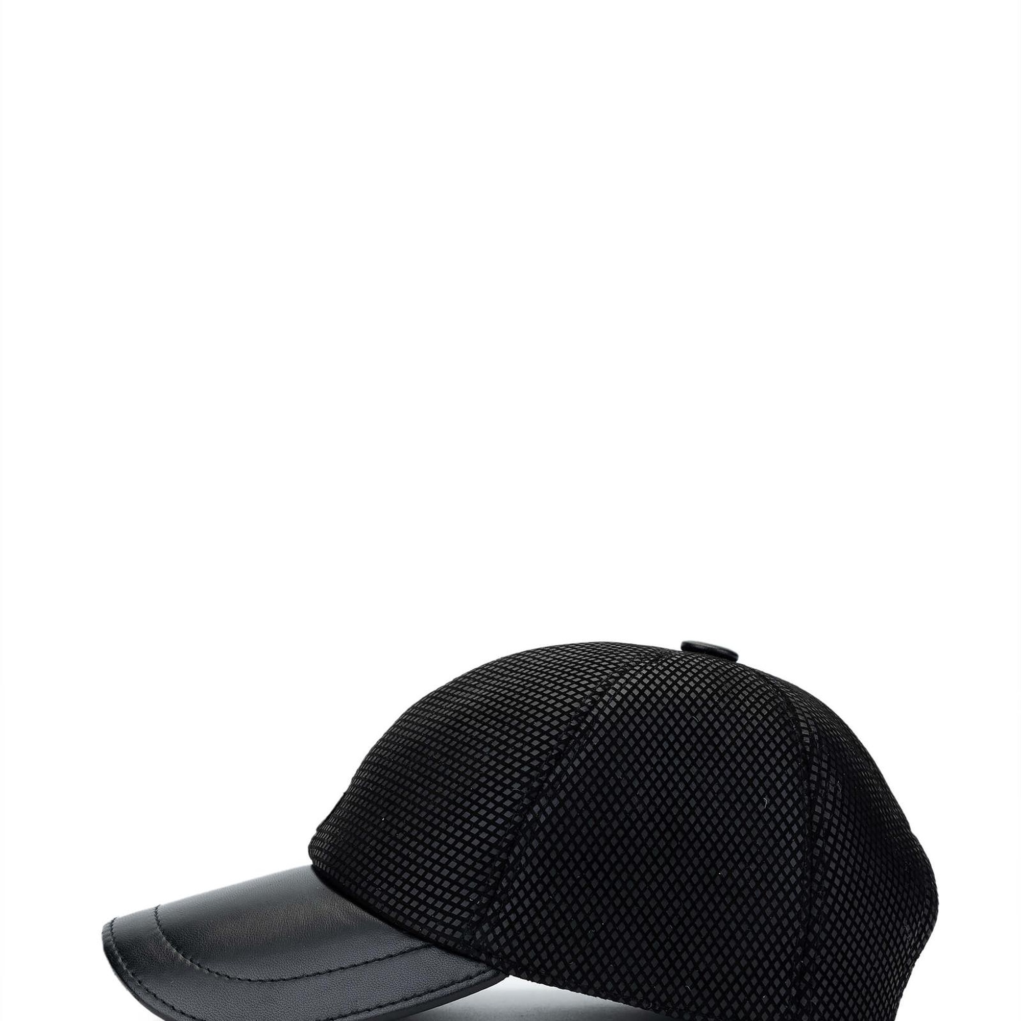 Tamer Tanca Erkek Deri & Tekstil Siyah Beyzbol Şapka