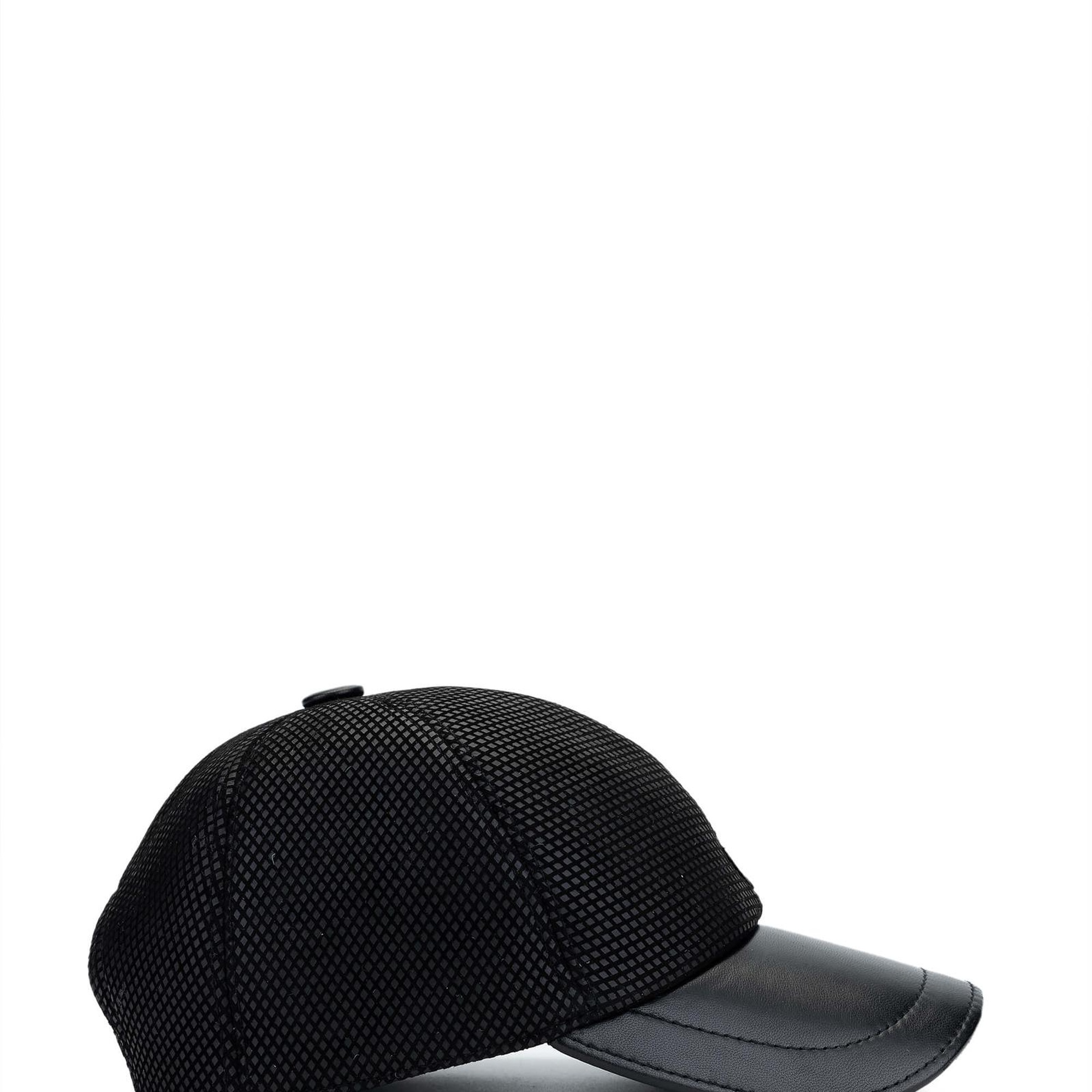 Tamer Tanca Erkek Deri & Tekstil Siyah Beyzbol Şapka