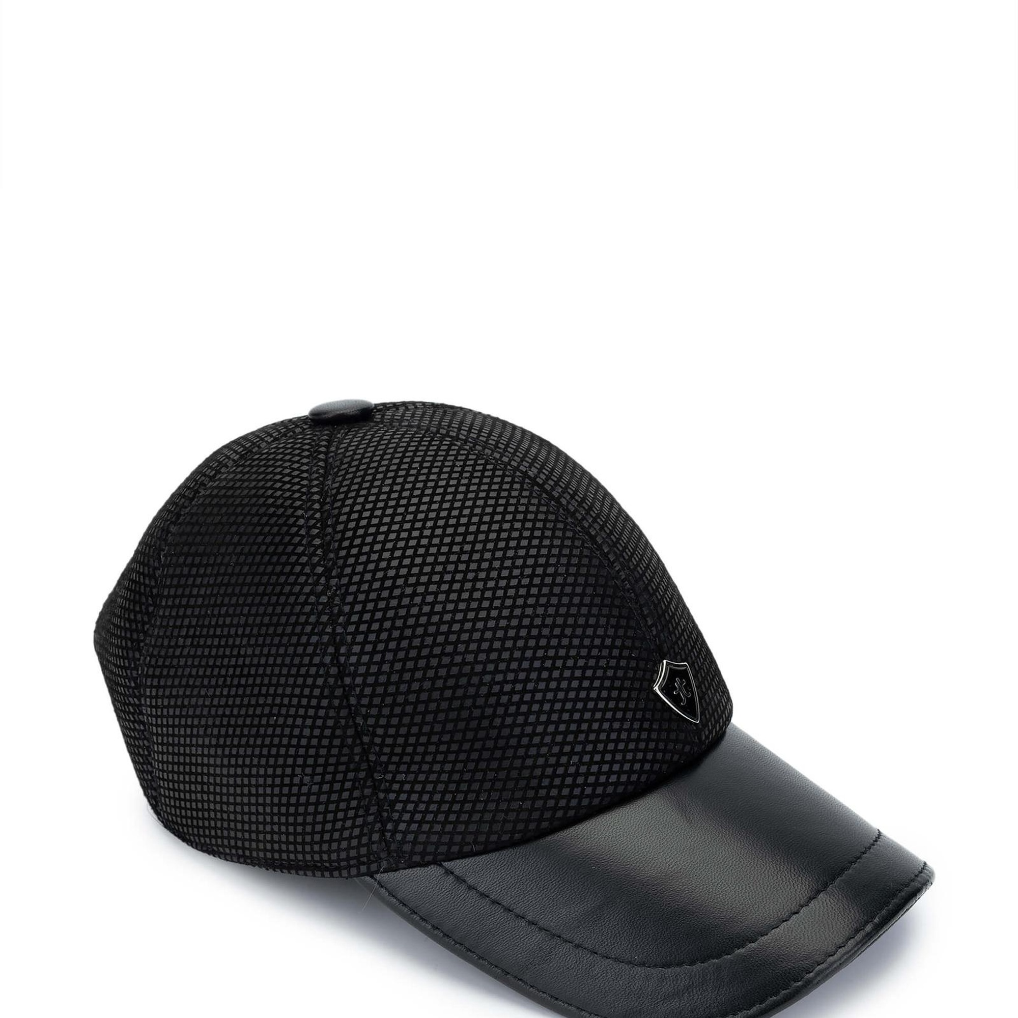 Tamer Tanca Erkek Deri & Tekstil Siyah Beyzbol Şapka