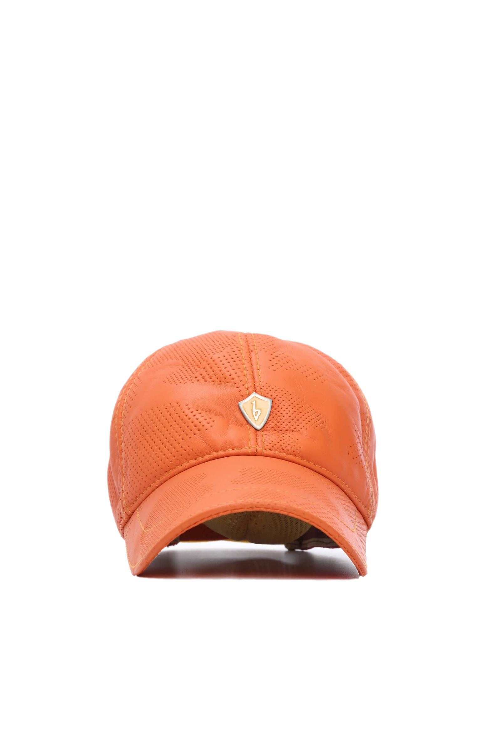  Tamer Tanca Erkek Hakiki Deri Turuncu Şapka