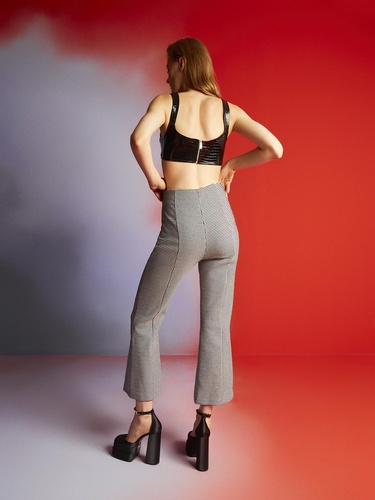  Kalp Yaka Rugan Crop Top