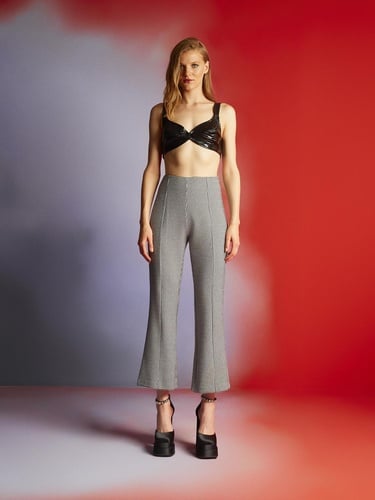  Kalp Yaka Rugan Crop Top