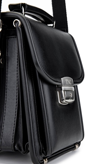  Tamer Tanca Erkek Vegan Siyah Postacı Çantası