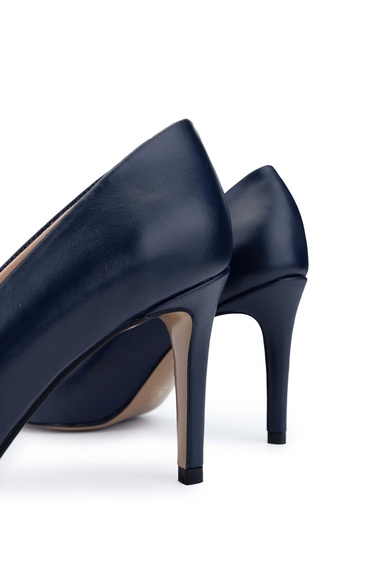  Tamer Tanca Kadın Hakiki Deri Lacivert Topuklu Ayakkabı