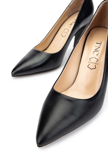  Tamer Tanca Kadın Hakiki Deri Siyah Deri Topuklu Ayakkabı