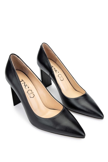  Tamer Tanca Kadın Hakiki Deri Siyah Deri Topuklu Ayakkabı