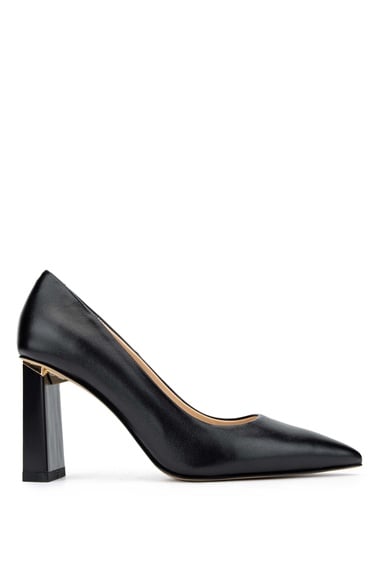  Tamer Tanca Kadın Hakiki Deri Siyah Deri Topuklu Ayakkabı