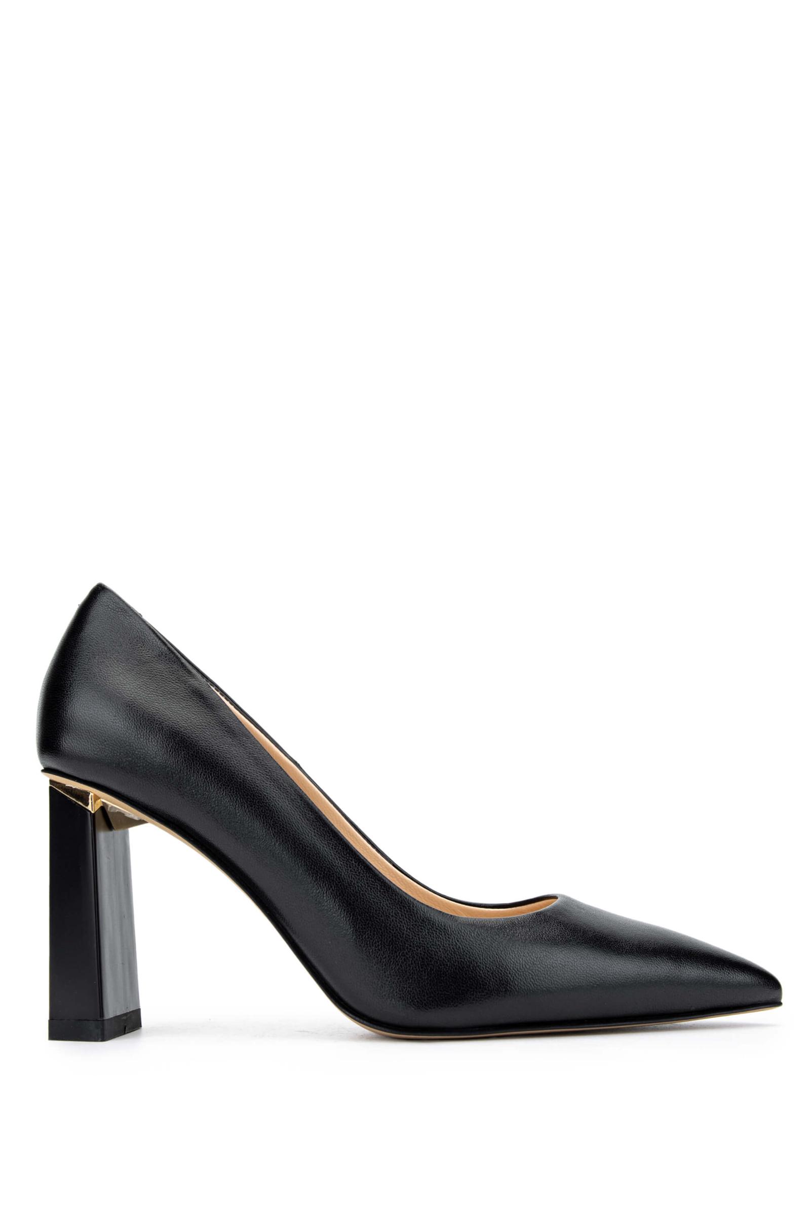  Tamer Tanca Kadın Hakiki Deri Siyah Deri Topuklu Ayakkabı