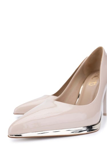  Tamer Tanca Kadın Hakiki Deri Bej Rugan Topuklu Ayakkabı