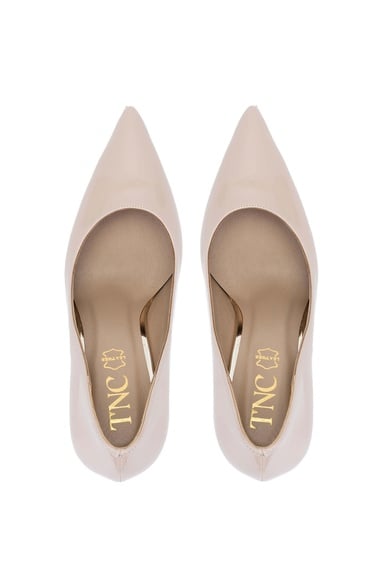  Tamer Tanca Kadın Hakiki Deri Bej Rugan Topuklu Ayakkabı