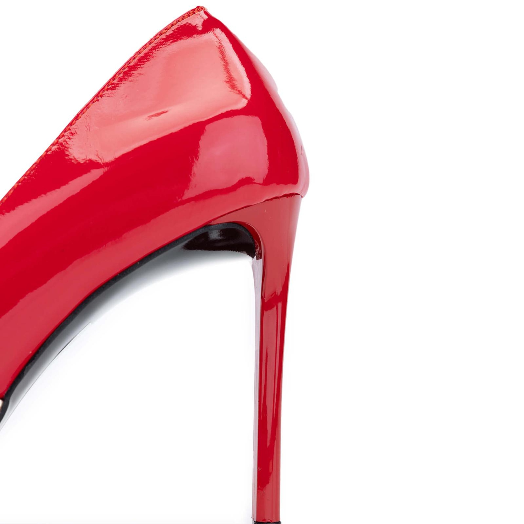 Tamer Tanca Kadın Hakiki Deri Kırmızı Rugan Topuklu Ayakkabı