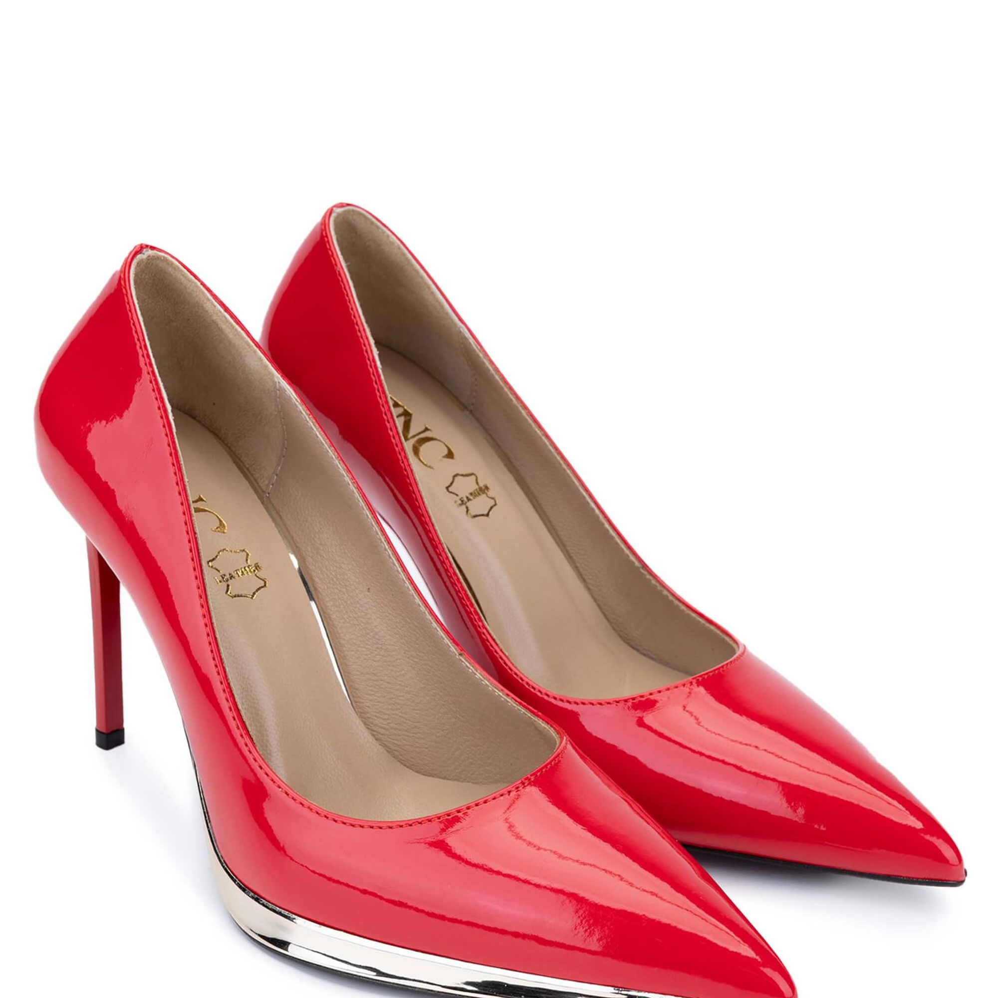 Tamer Tanca Kadın Hakiki Deri Kırmızı Rugan Topuklu Ayakkabı