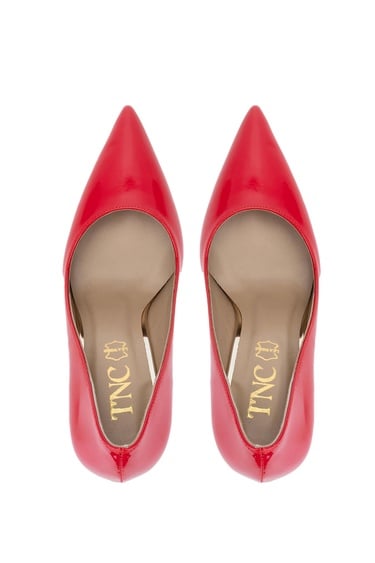  Tamer Tanca Kadın Hakiki Deri Kırmızı Rugan Topuklu Ayakkabı