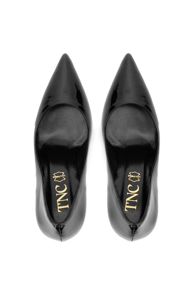  Tamer Tanca Kadın Hakiki Deri Siyah Rugan Topuklu Ayakkabı