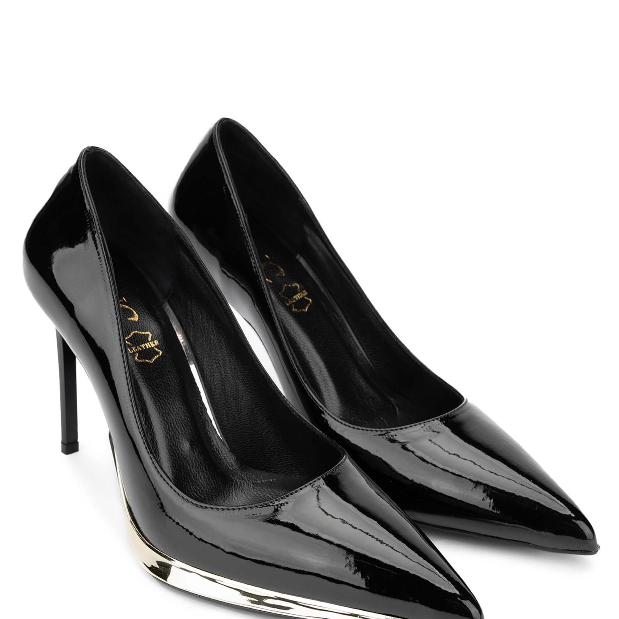 Tamer Tanca Kadın Hakiki Deri Siyah Rugan Topuklu Ayakkabı