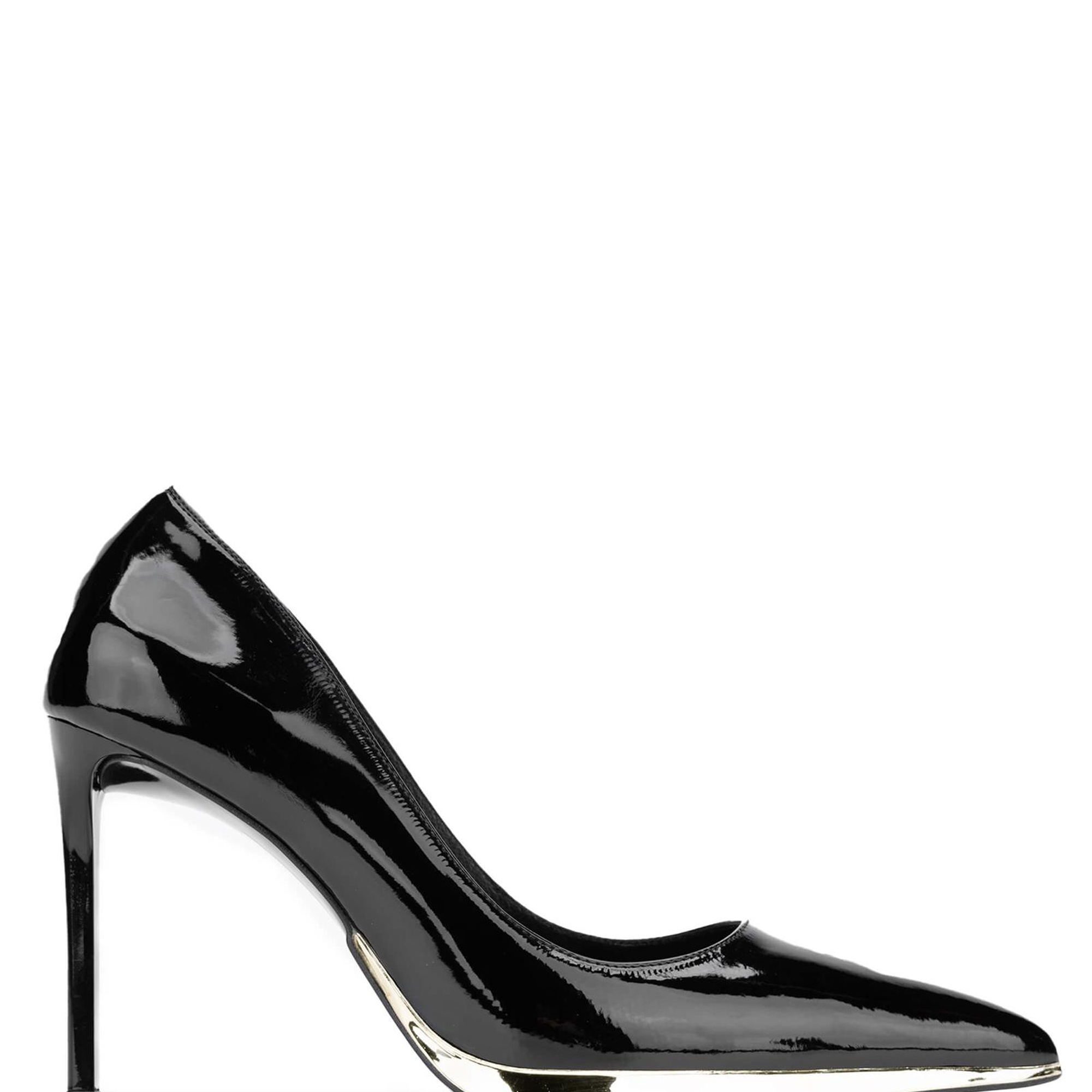 Tamer Tanca Kadın Hakiki Deri Siyah Rugan Topuklu Ayakkabı