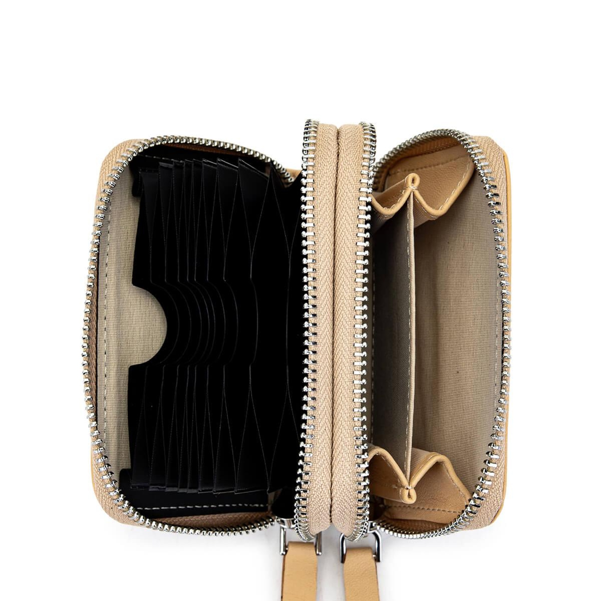 Tamer Tanca Unisex Hakiki Deri Bej Cüzdan Cuzdan