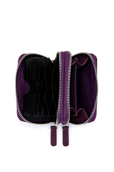  Tamer Tanca Unisex Hakiki Deri Mor Cüzdan Cuzdan