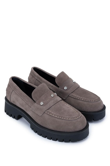  Tamer Tanca Kadın Hakiki Deri Vizon Süet Loafer Ayakkabı