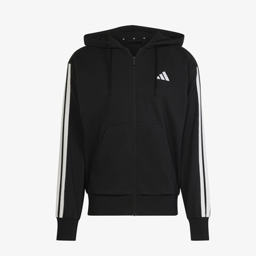  adidas Essentials Terry 3 Striped Erkek Siyah Eşofman Üstü