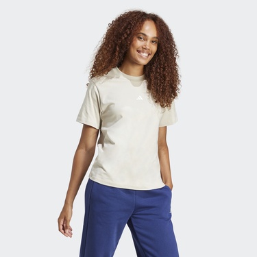  adidas Essentials Small Logo Cotton Kadın Bej T-Shirt