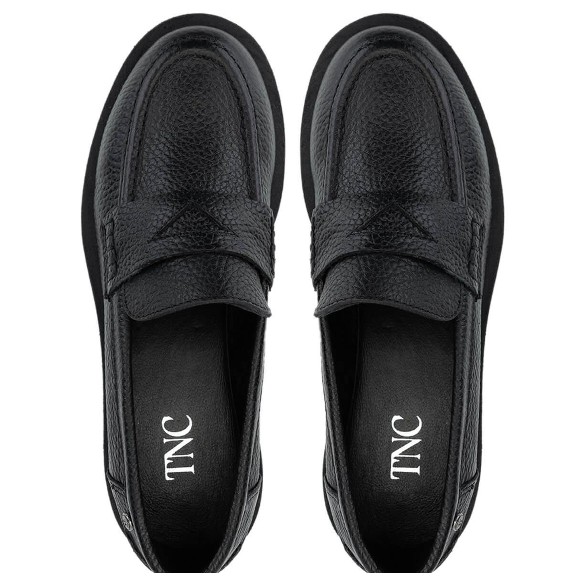 Tamer Tanca Kadın Hakiki Deri Siyah Floter Loafer Ayakkabı