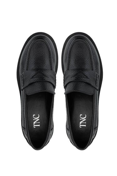  Tamer Tanca Kadın Hakiki Deri Siyah Floter Loafer Ayakkabı