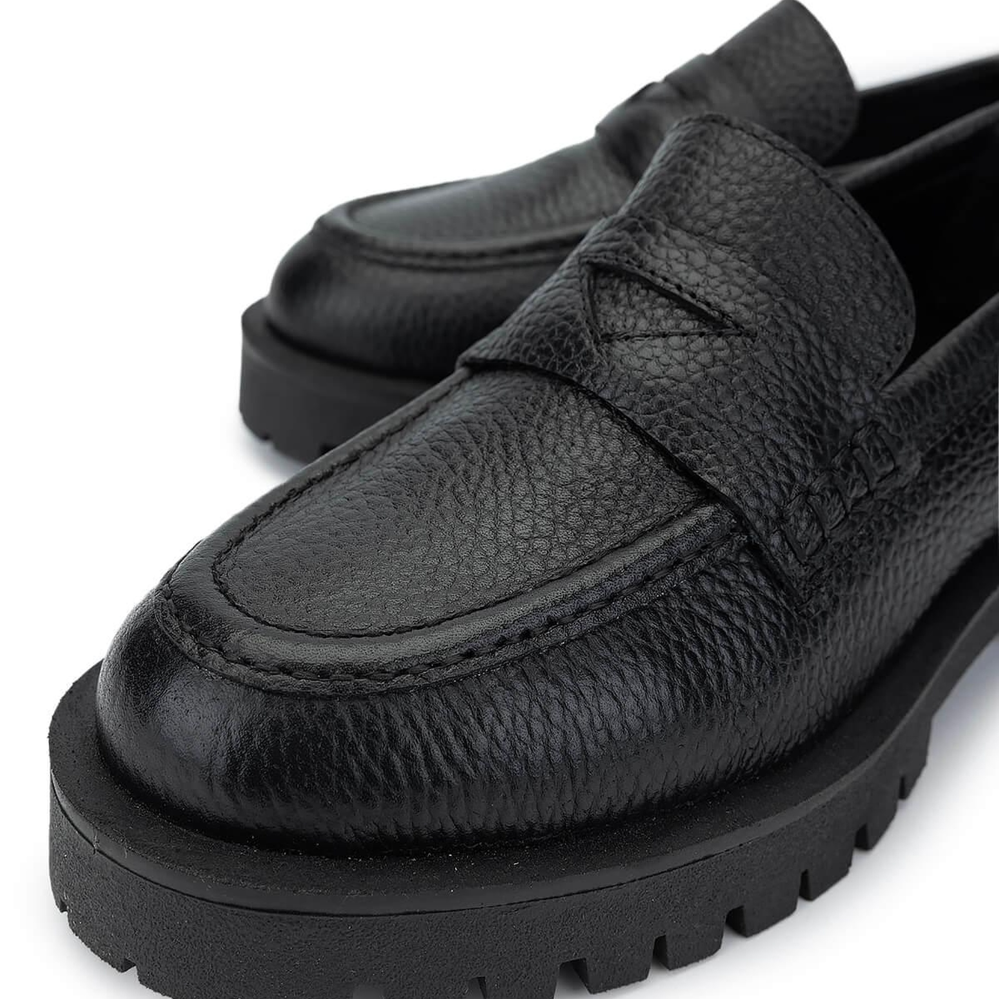 Tamer Tanca Kadın Hakiki Deri Siyah Floter Loafer Ayakkabı