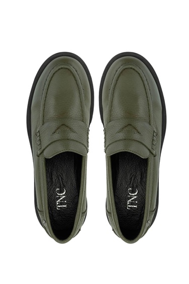  Tamer Tanca Kadın Hakiki Deri Yeşil Loafer Ayakkabı