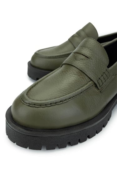  Tamer Tanca Kadın Hakiki Deri Yeşil Loafer Ayakkabı