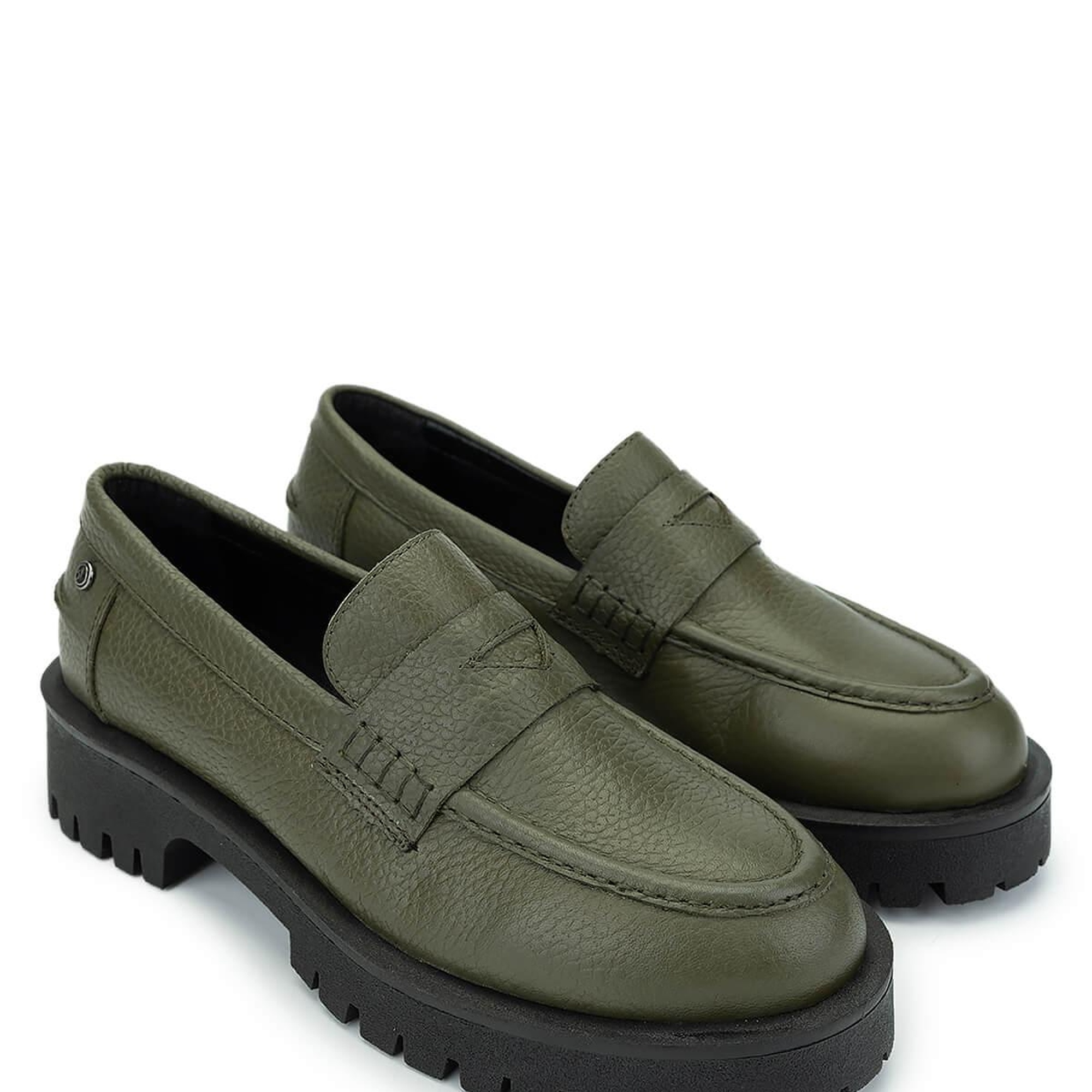 Tamer Tanca Kadın Hakiki Deri Yeşil Loafer Ayakkabı