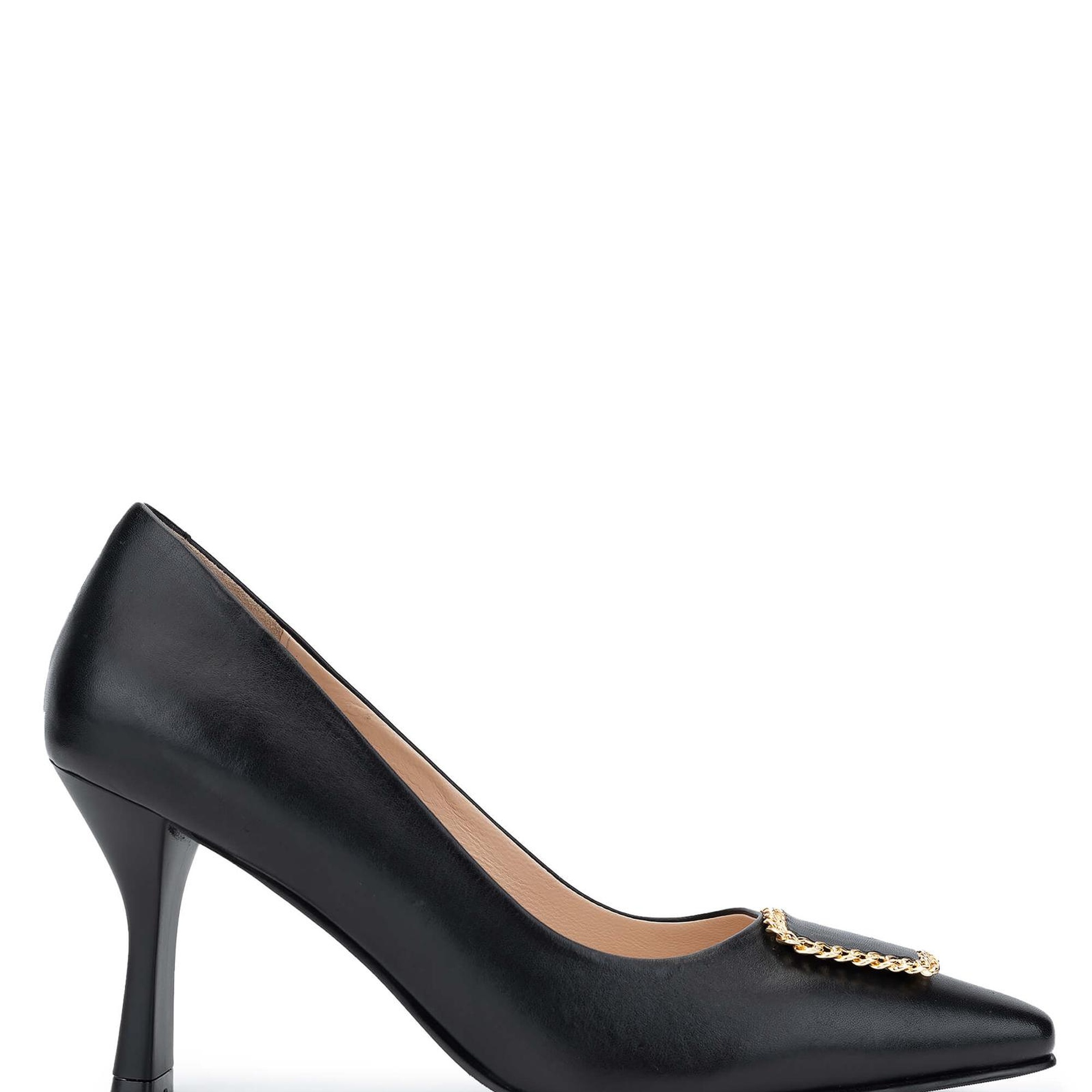 Tamer Tanca Kadın Hakiki Deri Siyah Deri Topuklu Ayakkabı