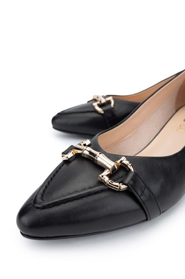  Tamer Tanca Kadın Hakiki Deri Siyah Deri Topuklu Ayakkabı