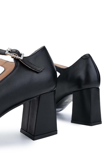  Tamer Tanca Kadın Hakiki Deri Siyah Deri Topuklu Ayakkabı