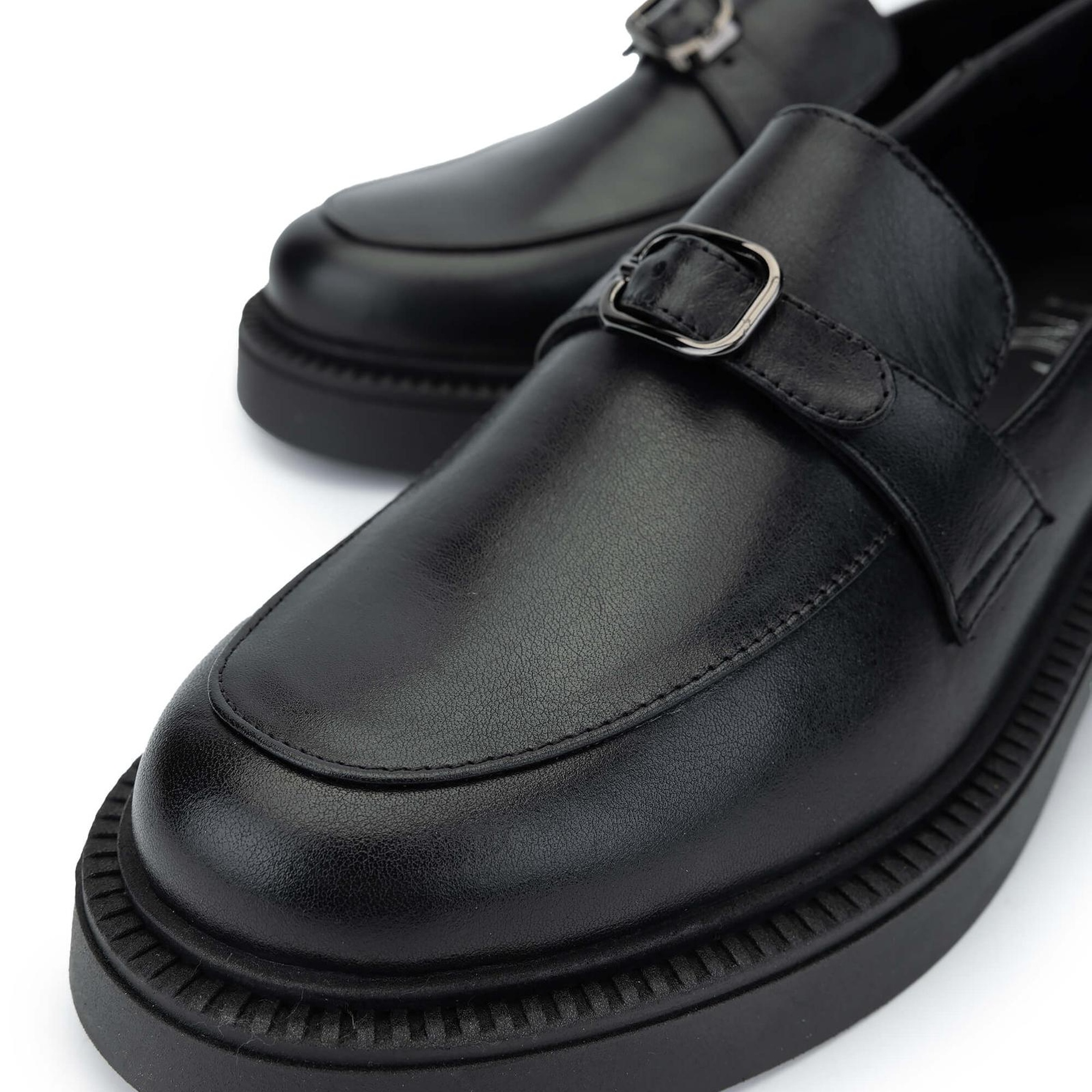 Tamer Tanca Kadın Hakiki Deri Siyah Deri Loafer Ayakkabı