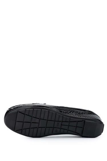  Tamer Tanca Kadın Hakiki Deri Siyah Loafer Ayakkabı