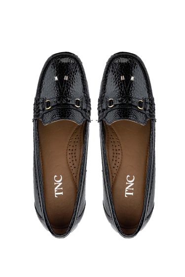  Tamer Tanca Kadın Hakiki Deri Siyah Loafer Ayakkabı