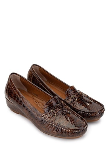  Tamer Tanca Kadın Hakiki Deri Taba Loafer Ayakkabı