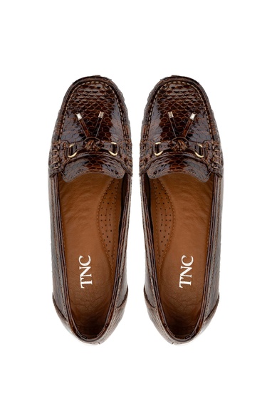  Tamer Tanca Kadın Hakiki Deri Taba Loafer Ayakkabı