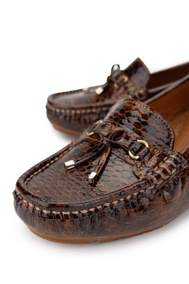  Tamer Tanca Kadın Hakiki Deri Taba Loafer Ayakkabı