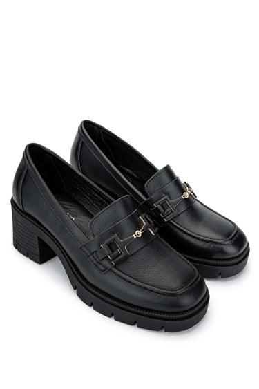  Tamer Tanca Kadın Hakiki Deri Siyah Deri Makosen Ayakkabı